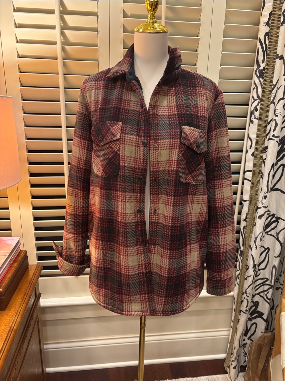 Men's Red Plaid Lightweight Shacket Jacket